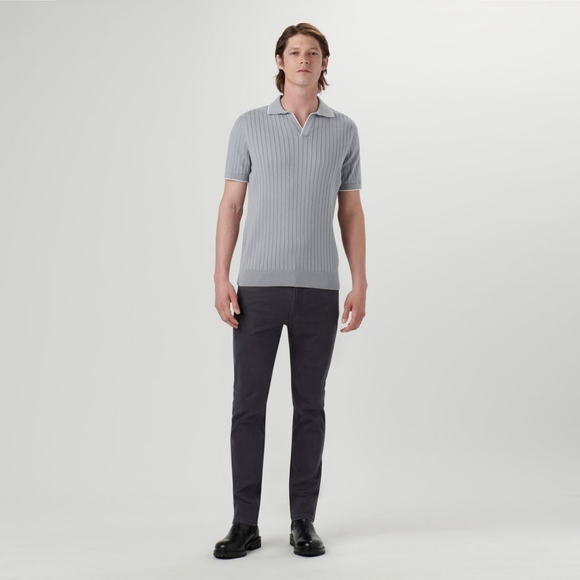 Rib Knit Short Sleeve Johnny Collar Sweater Size L MSRP $179 - Picture 4 of 10